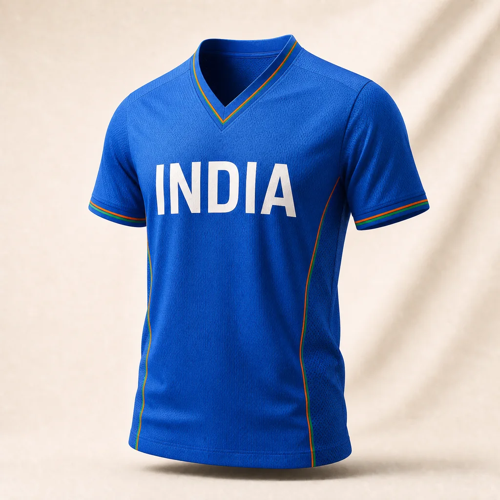 Original blue cricket supporter jersey with INDIA country name
